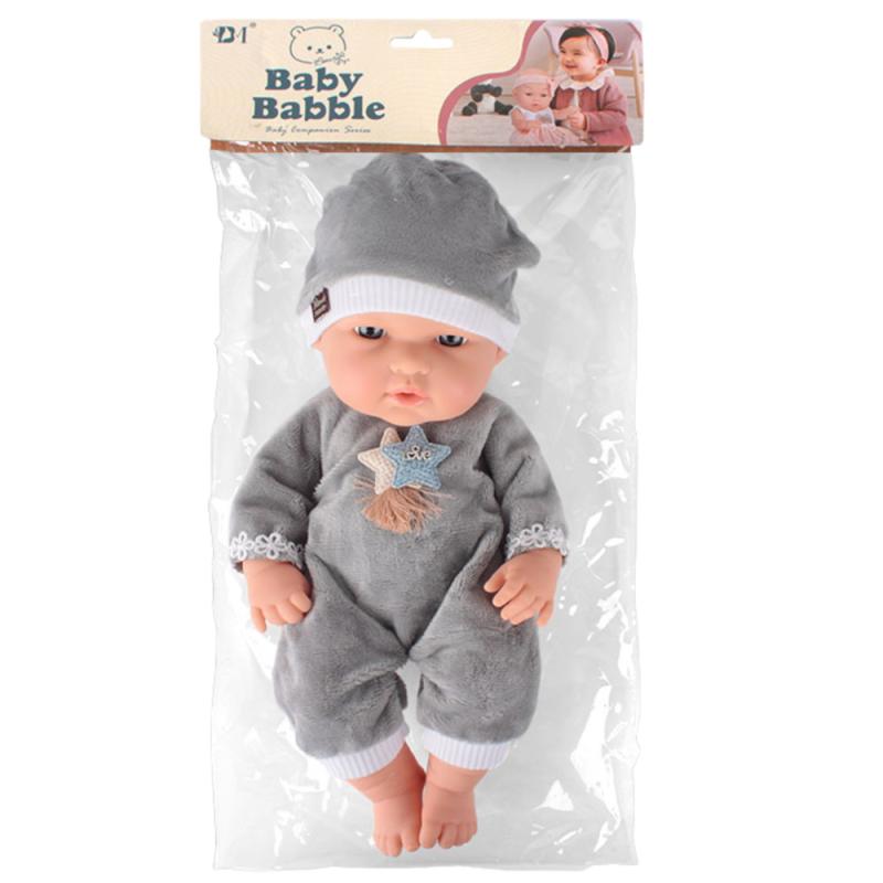 LALKA BOBAS W SZAREJ PIŻAMCE CZAPECZKA