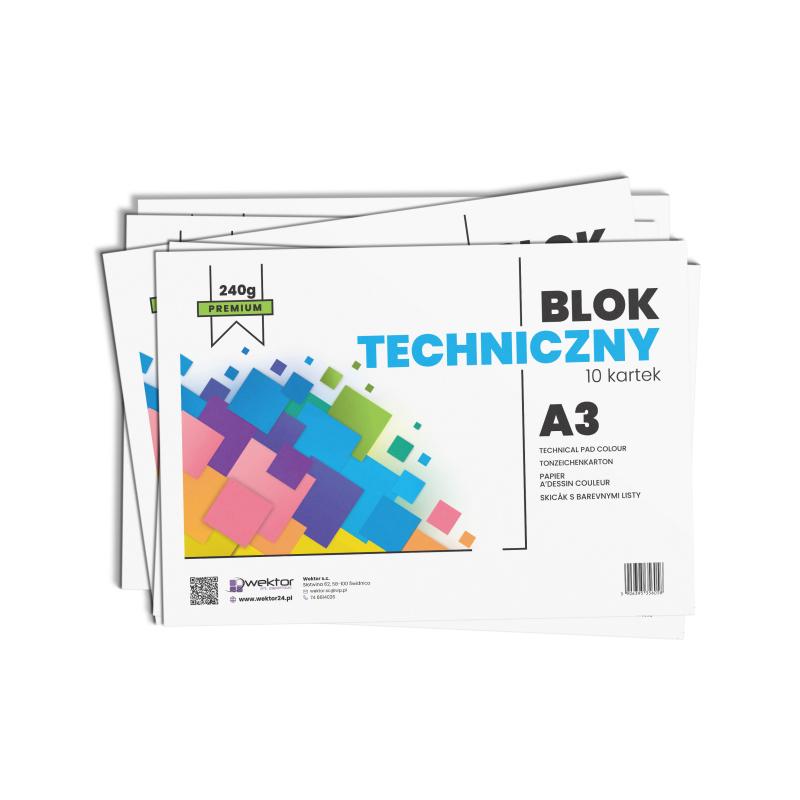 BLOK TECHNICZNY A3/10 KOLOR 240G PREMIUM WEKTOR