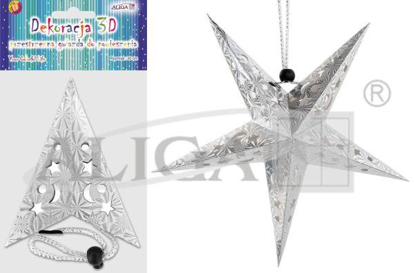 GWIAZDA HOLOGRAMOWA SREBRNA 30CM GW-7407 #ŚWIĘTA