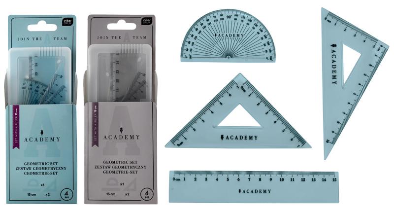 ZESTAW GEOMETRYCZNY KOL.W ETUI Z LIN.15CM ACADEMY