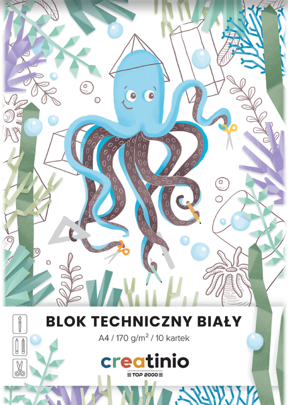 BLOK TECHNICZNY A4/10 BIAŁY TOP CREATINIO 170G