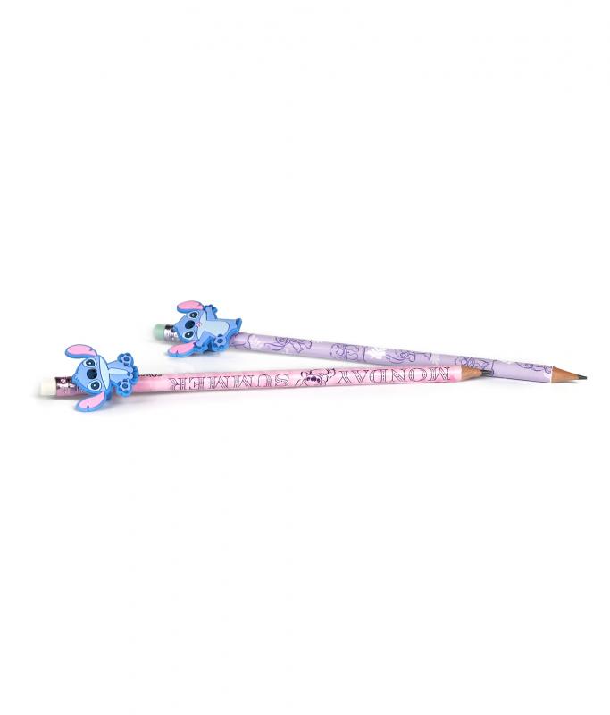 OŁÓWKI Z GUMOWĄ NAKŁADKĄ 2 SZT. BLISTER WZÓR 3 - STITCH DISNEY FASHION