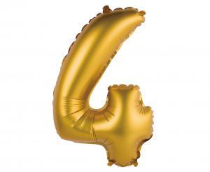 BALON FOLIOWY CYFRA 4 ZOTO MAT 35CM