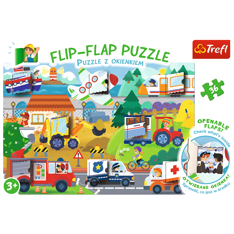 PUZZLE 36 Z OKIENKIEM POJAZDY