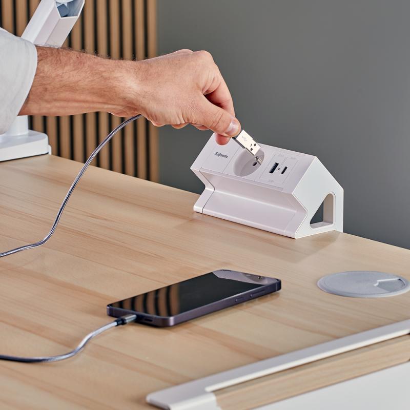 POWER DESK TYP E BIAŁY BANER