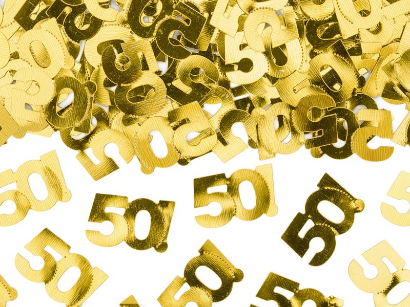 KONFETTI METALIZOWANE LICZBA 50 ZŁOTA 15G