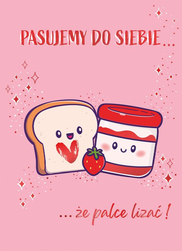 KARNET B6 WALENTYNKI DŻEM Z TOSTEM