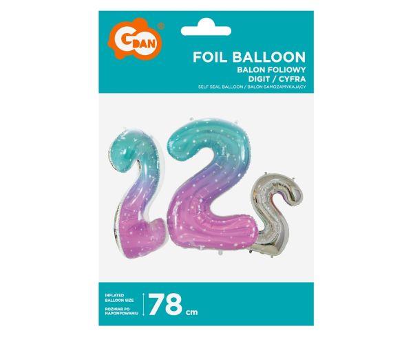 BALON FOLIOWY CYFRA 2 KOSMOS 78CM