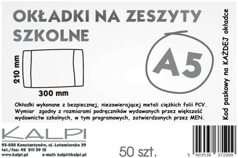 OKŁADKA A5 BEZBARWNA KALPI A/50