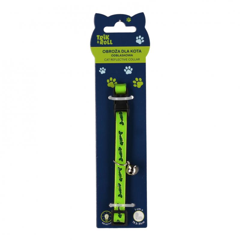 OBROŻA DLA KOTA ODBLASKOWA DZWONEK 1CM 19,5-31 TRIK48