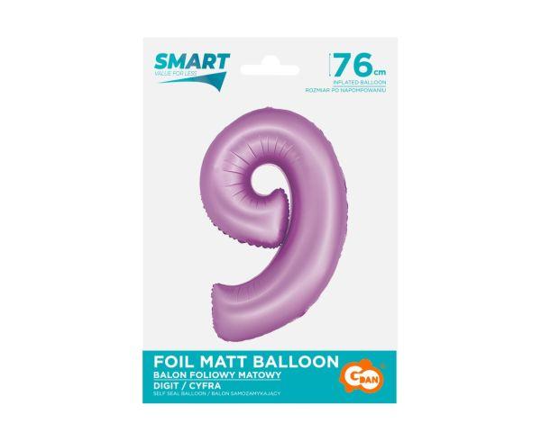 BALON FOLIOWY SMART CYFRA 9 LAWENDA MAT 76CM