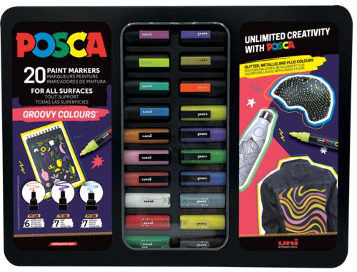 ZESTAW METALOWY CASE 20 SZT POSCA GROOVY PC-5M, PC-3M, PC-1M UNI