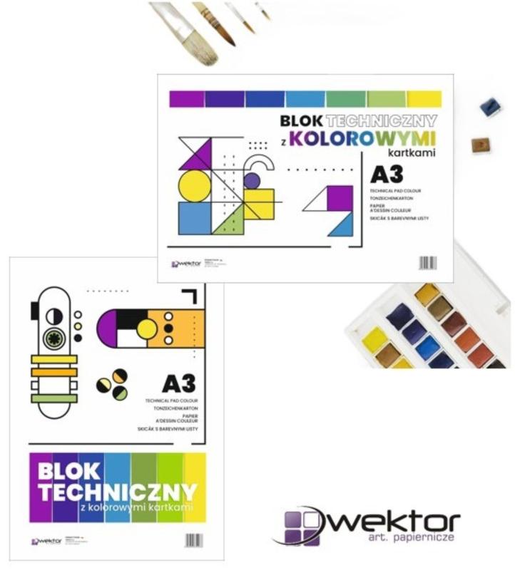 BLOK TECHNICZNY A3 KOLOR WEKTOR 160G 8 KARTEK
