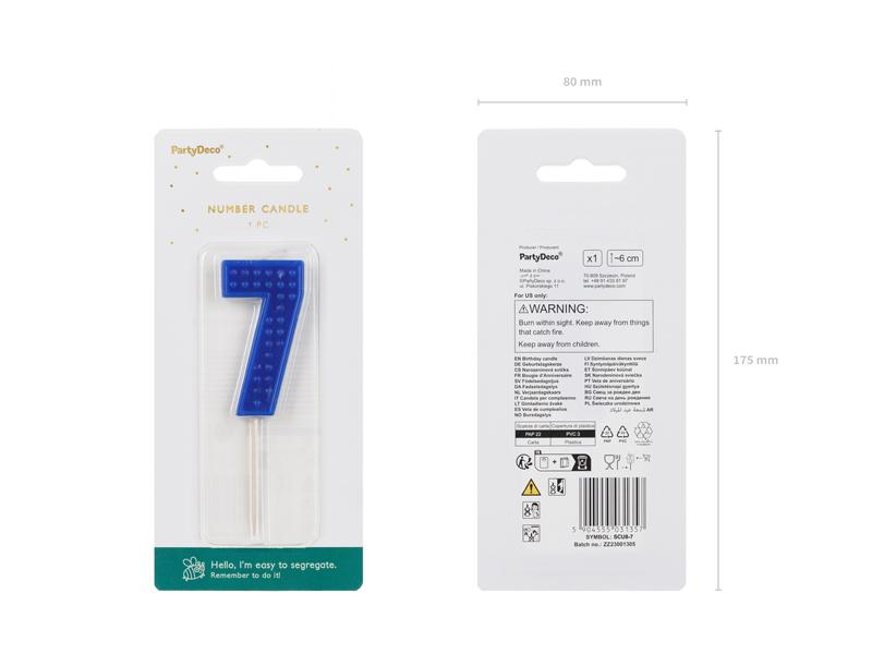 ŚWIECZKA CYFERKA 7 NIEBIESKI 6CM