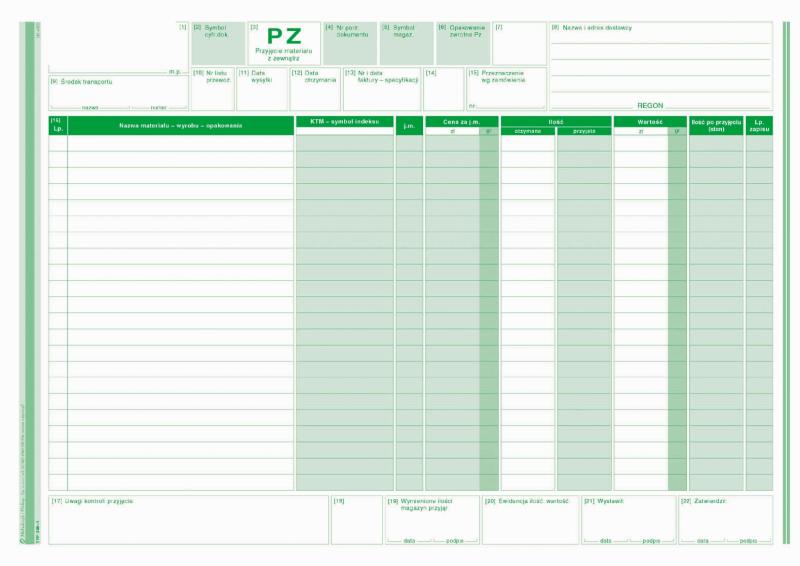 DRUK M PZ PRZYJĘCIE MATERIAŁU Z ZEWN.A4