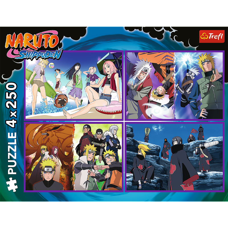 PUZZLE 4 x 250 TREFL 4x250 PRZYGODY NARUTO UZUMAKI