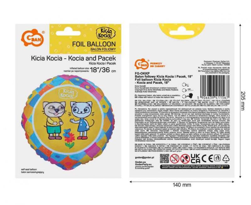 BALON FOLIOWY KICIA KOCIA I PACEK 18