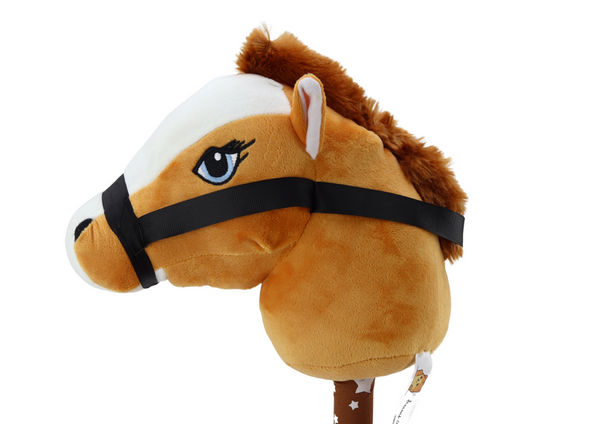 PLUSZOWA GŁOWA KONIA NA KIJU HOBBY HORSE KOŃ KRÓTKOWŁOSY BRĄZOWY DŹWIĘKI