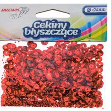 CEKINY BŁYSZCZĄCE 6MM 10G CZERWONE B120