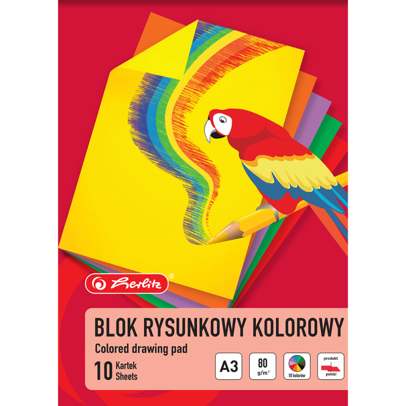 BLOK RYSUNKOWY A3/10 HERLITZ 80G KOLOR