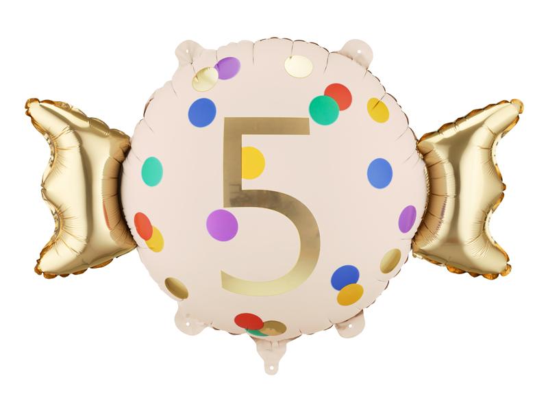 BALON FOLIOWY CUKIEREK 5 61X37CM MIX
