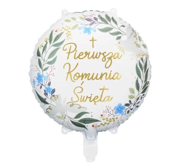 BALON FOLIOWY PIERWSZA KOMUNIA ŚWIĘ 45CM MIX