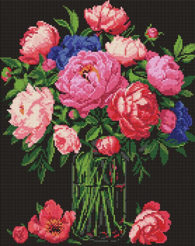ZESTAW DO MOZAIKI DIAMENTOWEJ LUKSUS PIWONII 40X50CM