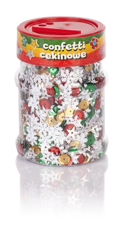 CONFETTI CEKINOWE KÓŁKA MIX ŚWIĄTECZNY 100G