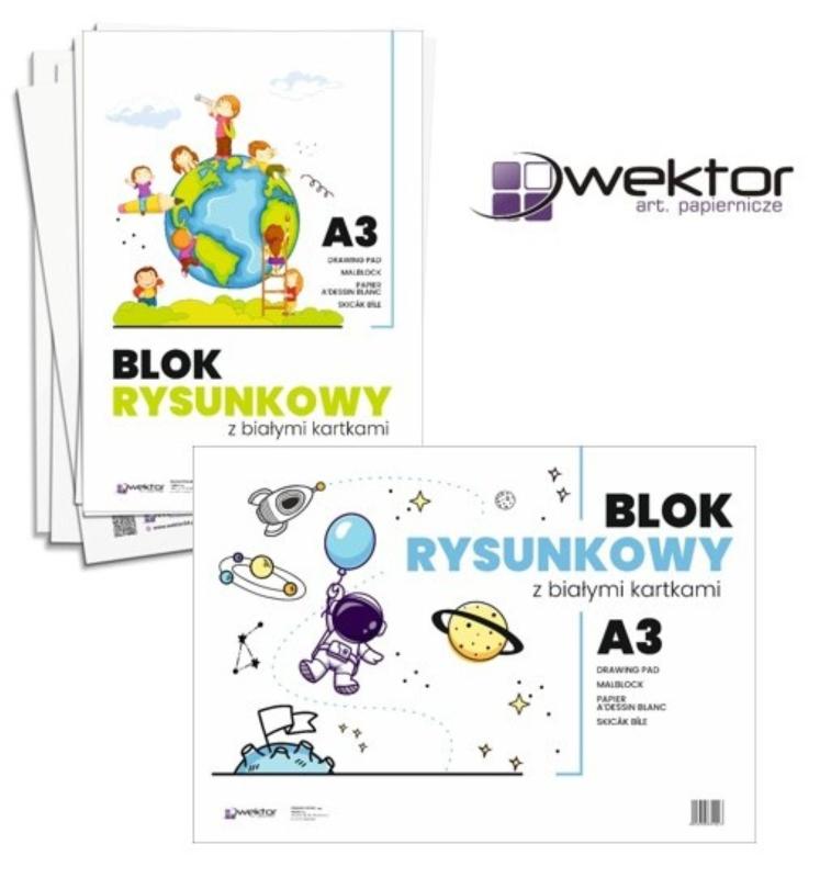 BLOK RYSUNKOWY A3 BIAŁY WEKTOR 80G 20 KARTEK