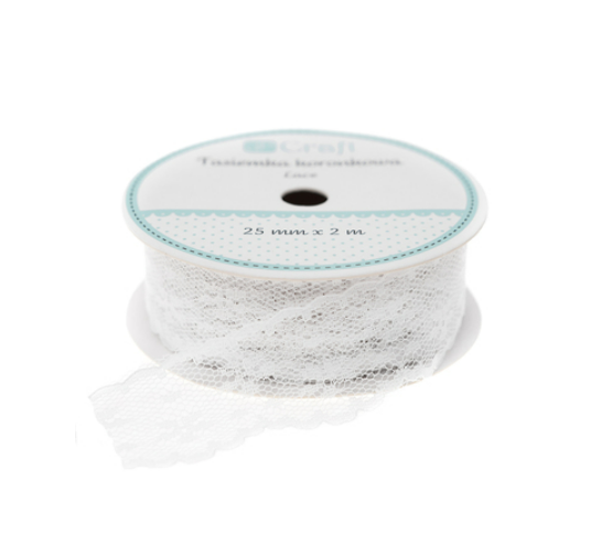 TASIEMKA KORONKOWA 2,5CMX2M WHITE