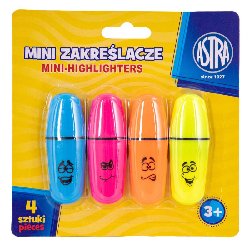 ZAKREŚLACZE MINI 4 SZT, BLISTER