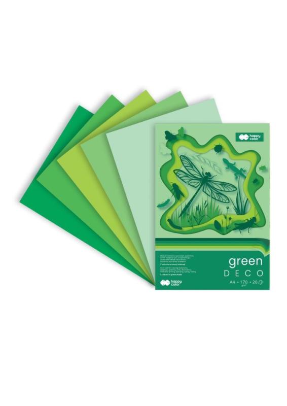 BLOK HOBBY DECO A4/20 GREEN 170G/M2 5 KOLORÓW HAPPY COLOR
