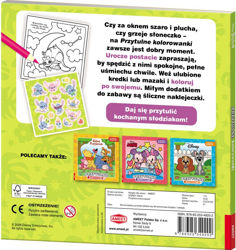 KSIĄŻECZKA DISNEY STITCH.PRZYTULNE KOLOROWANKI