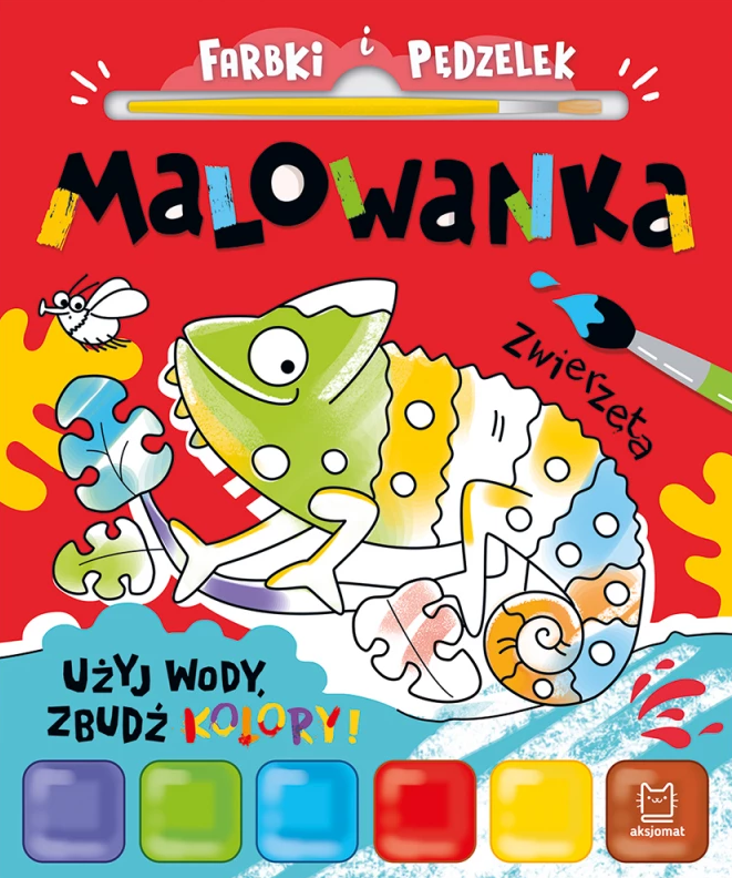 KSIĄŻECZKA FARBKI I PĘDZELEK, MALOWANKA, UŻYJ WODY, ZBUDŹ KOLORY, ZWIERZĘTA