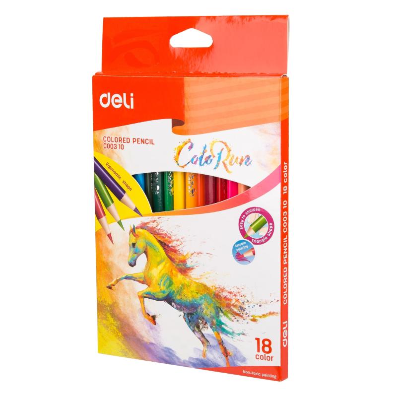 KREDKI 18 OŁÓWKOWE TRÓJKĄTNE COLORUN DELI
