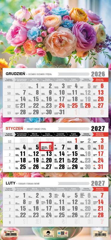 KALENDARZ TRÓJDZIELNY KT-1 PŁASKA GŁÓWKA 2027