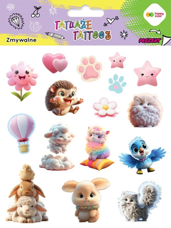 TATUAŻE NA PRZEDMIOT ZMYWALNE ANIMALS FLUFFY 150X200MM GDD