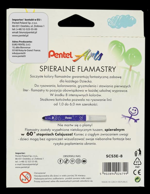 FLAMASTRY SPIERALNE 8-KOLOROWE