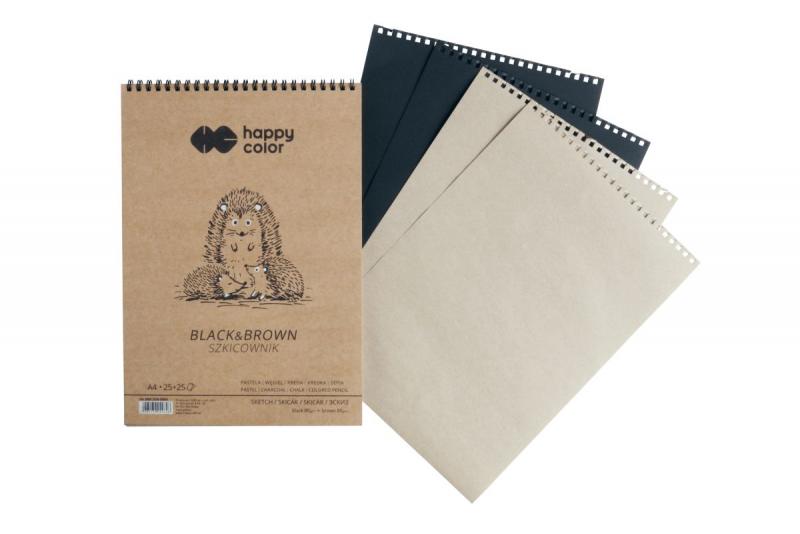 SZKICOWNIK NA SPIRALI A4/50 BLACK&BROWN 280G