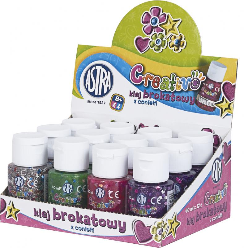 KLEJ BROKATOWY Z CONFETTI 40ML-DISPLAY 12 SZTUK