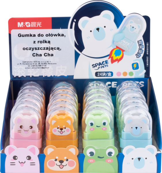 GUMKA DO OŁÓWKA Z ROLKĄ OCZYSZCZAJĄCĄ SPACE PETS MG