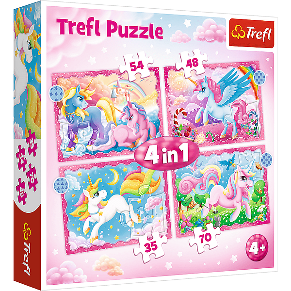 PUZZLE 4W1 TREFL JEDNOROŻEC I MAGIA