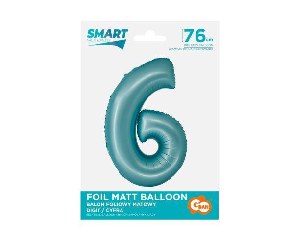 BALON FOLIOWY SMART CYFRA 6 J.NIEBIESKA MAT 76CM