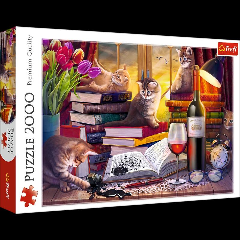 PUZZLE 2000 TREFL KOCI WIECZÓR