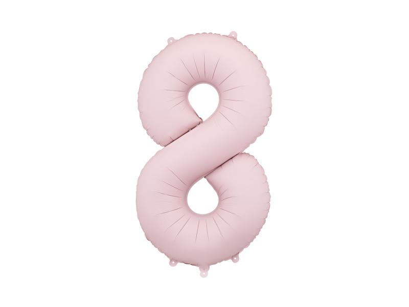 BALON FOLIOWY CYFRA 8 JASNY RÓŻOWY 86CM