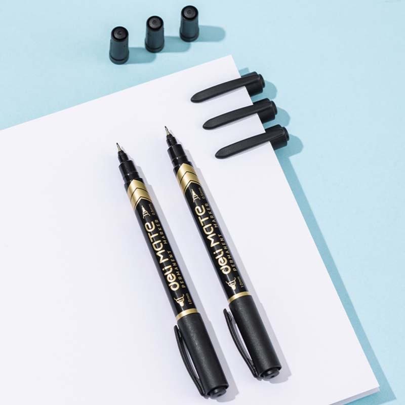 MARKER PERMANENTNY DWUSTRONNY CZARNY 1,0MM I 0,5MM CZARNY DELI A/12