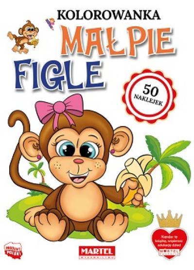 KSIĄŻECZKA KOLOROWANKA MAŁPIE FIGLE Z NAKLEJKAMI