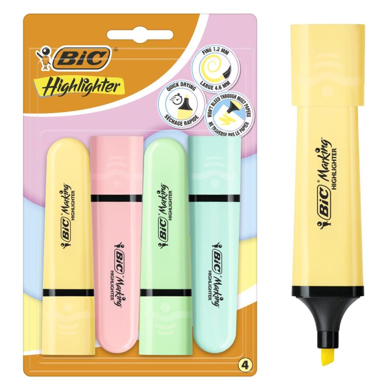 ZAKREŚLACZ BIC FLAT MIX PASTEL A4 BLISTER