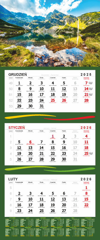 KALENDARZ TRÓJDZIELNY DARRIUES OBRAZEK TWARDY- KTR1 NA SZARYM KARTONIKU