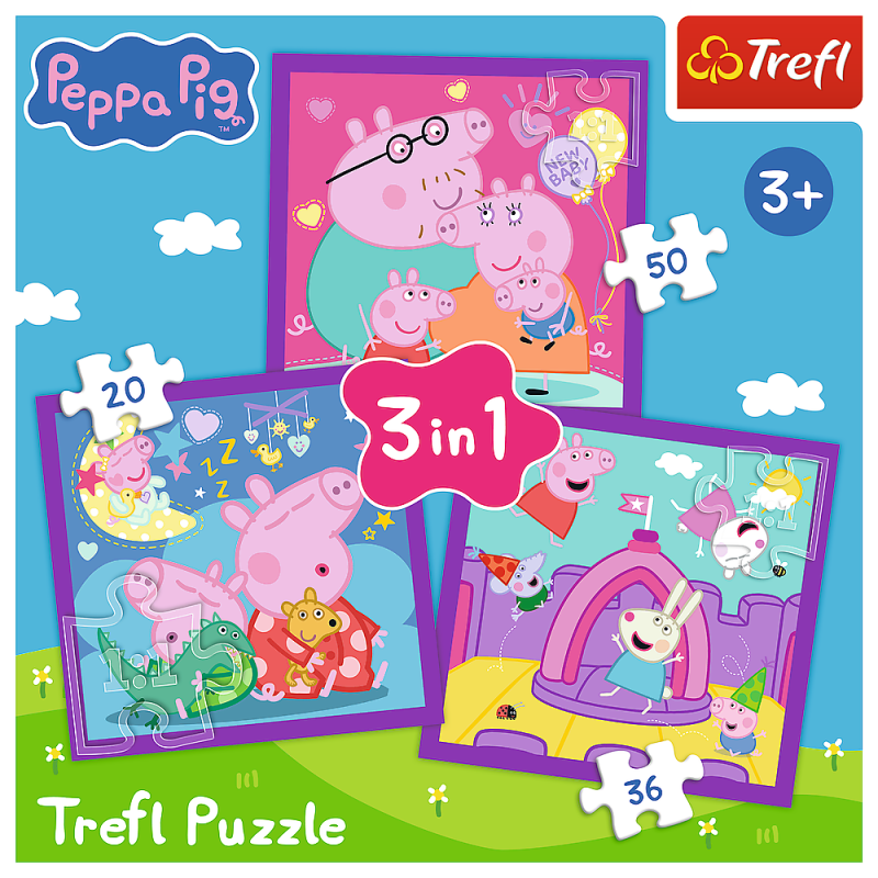 PUZZLE 3W1 TREFL ZWYCZAJE ŚWINKI PEPPY